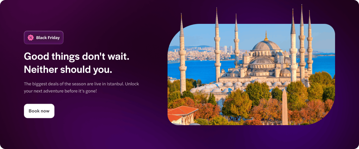 Blue Mosque with minarets and domes, Istanbul, Turkey, surrounded by autumn trees.